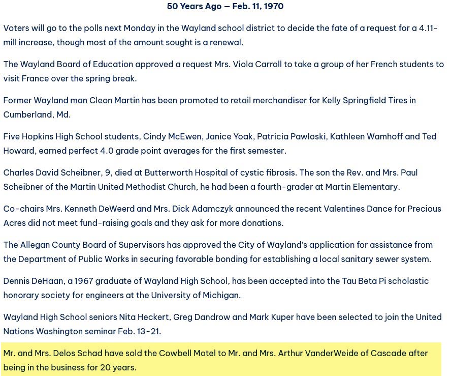 Cowbell Motel - Bygone Days A Look At The Past In Ne Allegan County (newer photo)